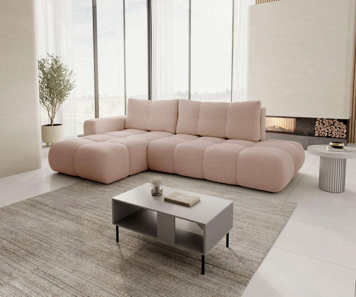 ECKSOFA DUCA R-S Orange Jersey mit Schlaffunktion - Orange, Holz (266.5/266.5cm) - MASSENO