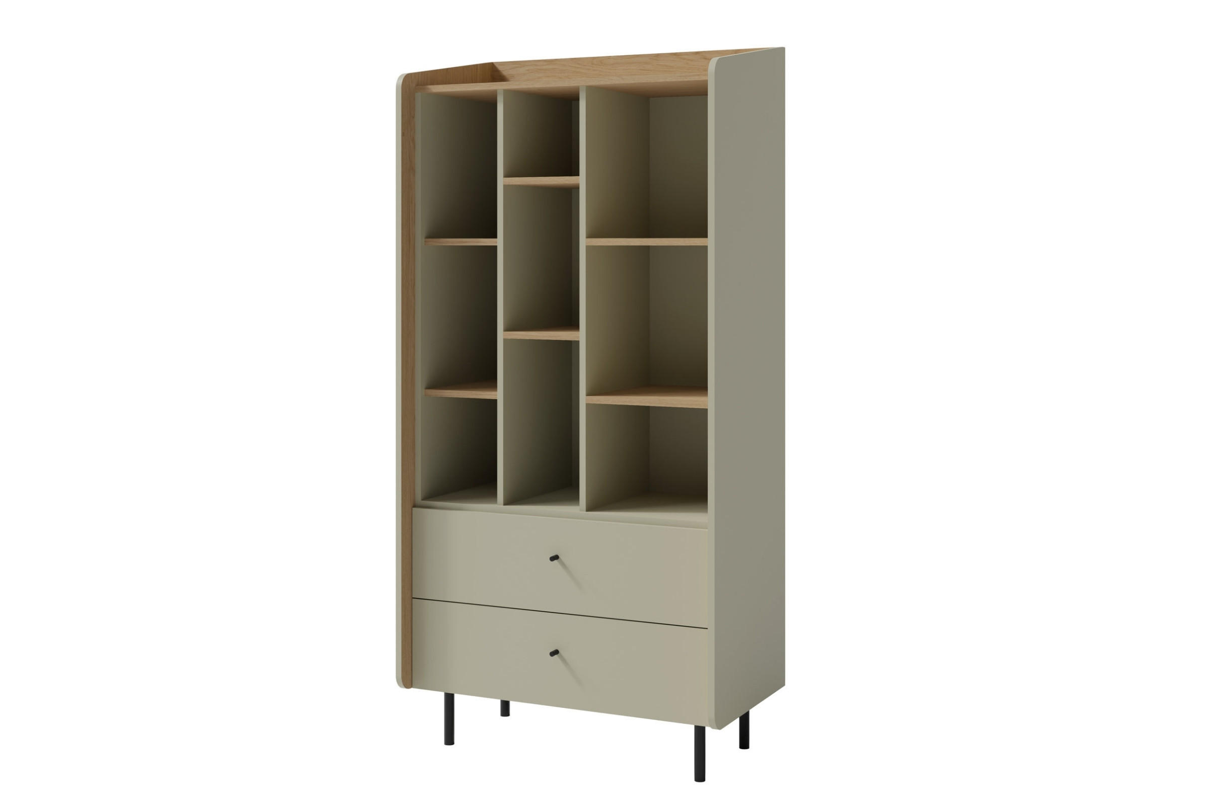 KINDERHOCHKOMMODE ALBI 06 80/42/170 in Eukalyptus / Baltic Düne Eiche - Alteiche/Eukalyptusholzfarben, Holzwerkstoff (80/42/170cm) - Deine Möbel 24