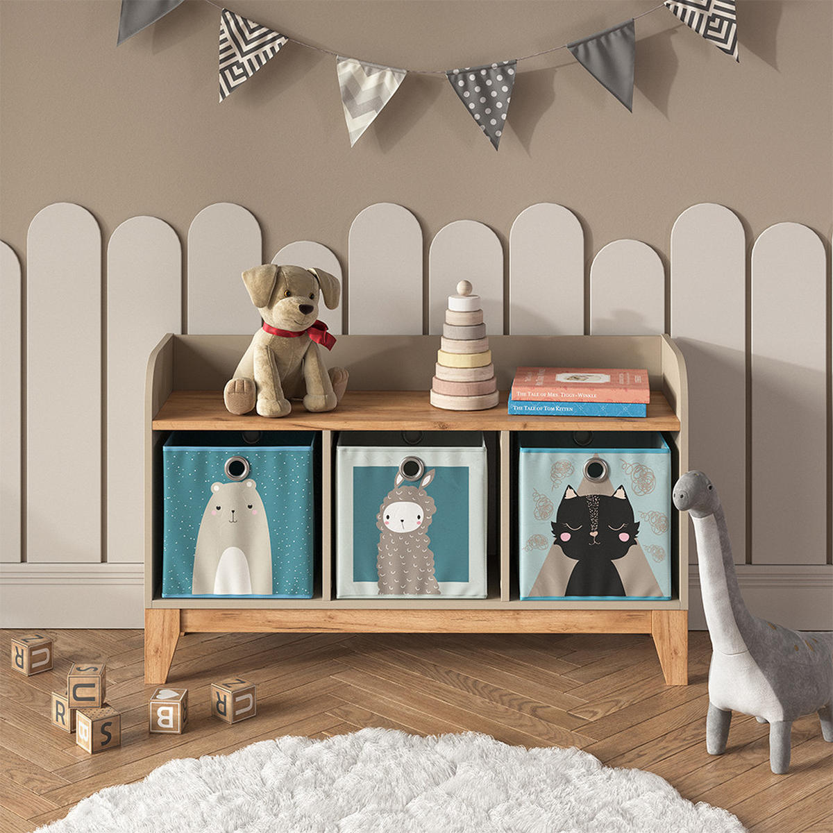 DĚTSKÁ LAVICE Malia Kašmír - kašmírová/světle šedá, kompozitní dřevo (107.2/63.8/30.6cm) - VitaliSpa