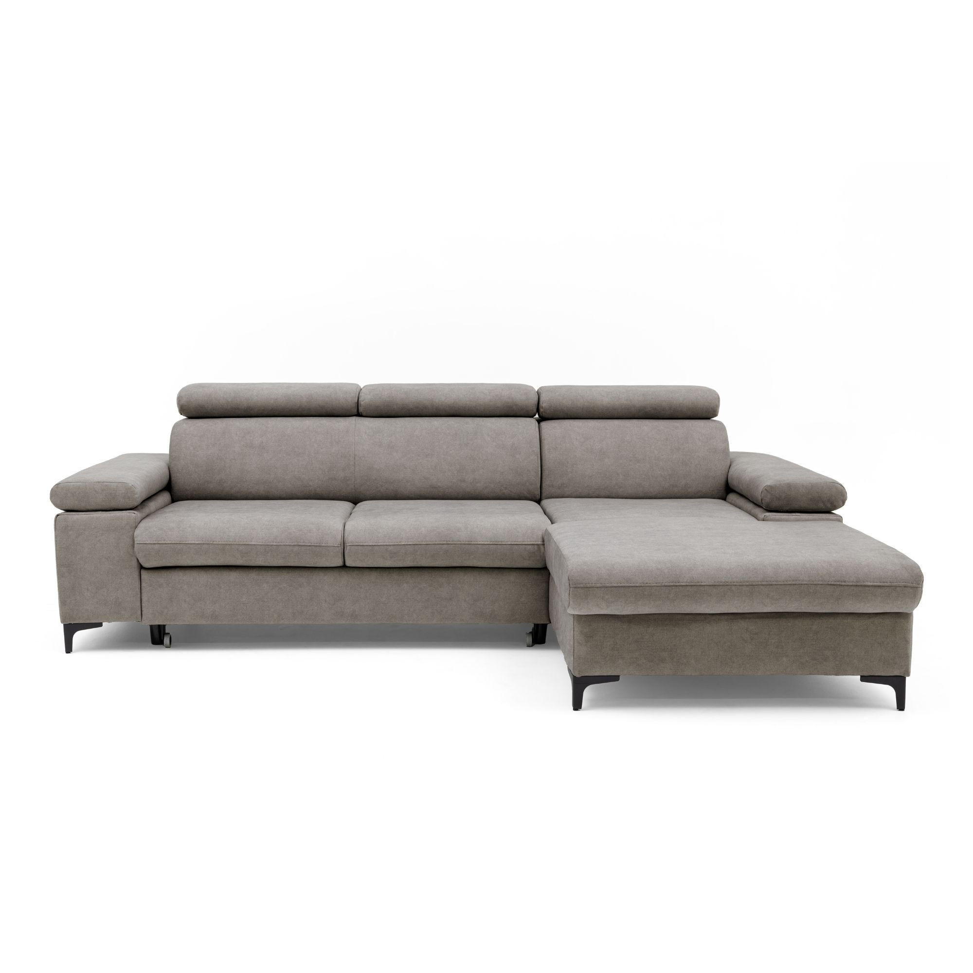 ECKSOFA MAVIC L Rechts mit Schlaffunktion Velours Beige - Beige/Schwarz, Glas/Holz (257/176cm) - Muffo