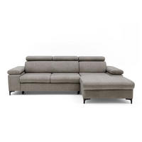 ECKSOFA MAVIC L Rechts mit Schlaffunktion Velours Beige - Beige/Schwarz, Glas/Holz (257/176cm) - Muffo