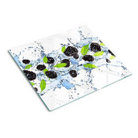 GLASPLATTE 60x52 cm Brombeerwasser - Schwarz, Glas (60/0.4/52cm) - TULUP