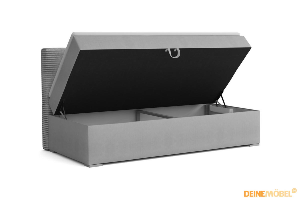 BOXBETT MATEO 100/200 Ecru mit Taschen-Federkernmatratze H4 - Ecru, Holz/Holzwerkstoff (100/200cm) - Deine Möbel 24