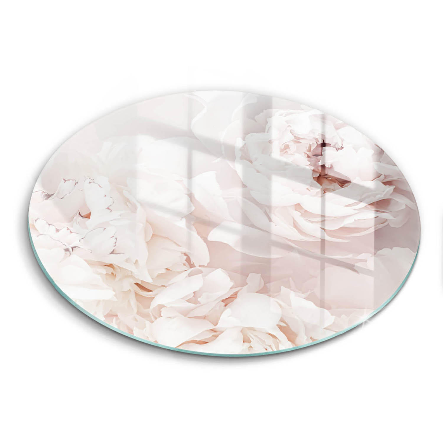 GLASPLATTE Ø 30 cm Pastell Pfingstrosen - Pink, Glas (30/30cm) - Wallfluent