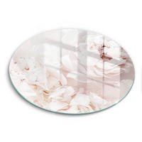 GLASPLATTE Ø 40 cm Pastell Pfingstrosen - Weiß, Glas (40/40cm) - Wallfluent