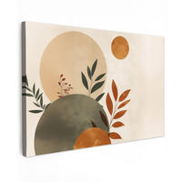 LEINWANDBILD Formen - Rund - Blätter - Beige Wanddeko 90x60 cm - Rostfarben, Textil (90/60cm) - MuchoWow