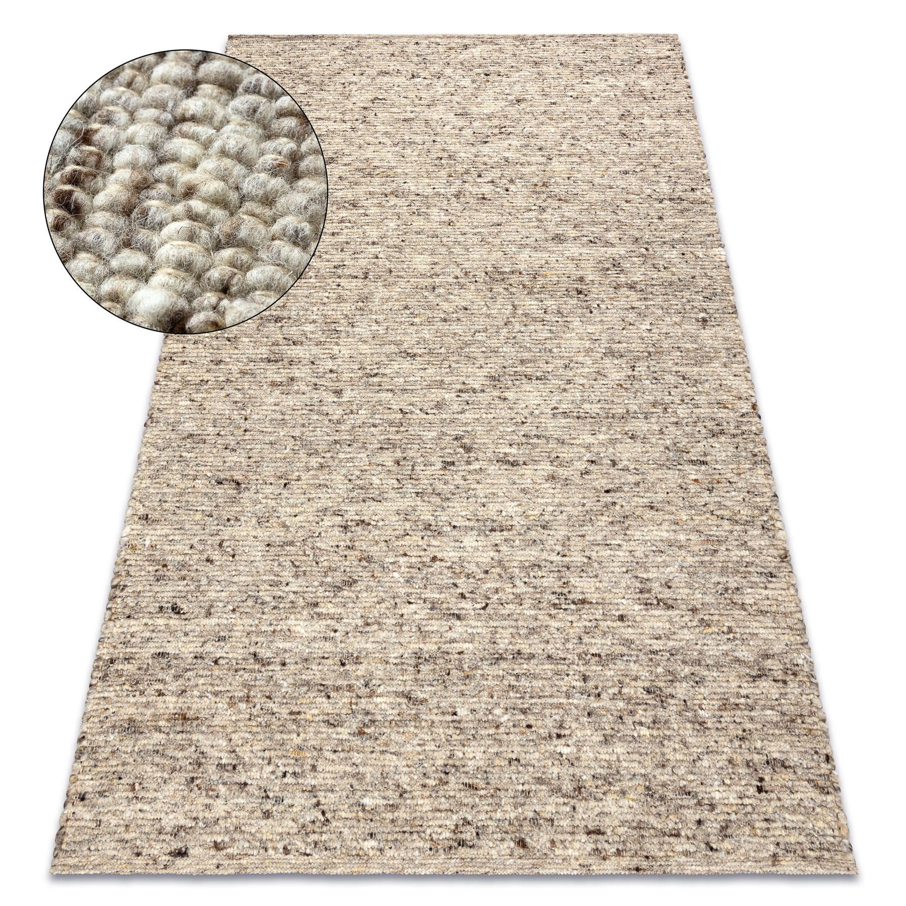 rugsX KOBEREC NEPAL 2100 sand, béžový - vlněný, oboustranný, přírodní 120/170 cm