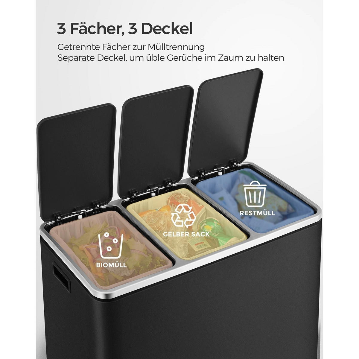 MÜLLEIMER St. John's - Schwarz, Metall (31.5/56/61.5cm) - Hansiro