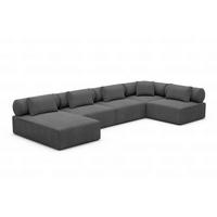 WOHNLANDSCHAFT Cipriani Anthrazit Strukturstoff - Anthrazit, Kunststoff (400/77/200cm)