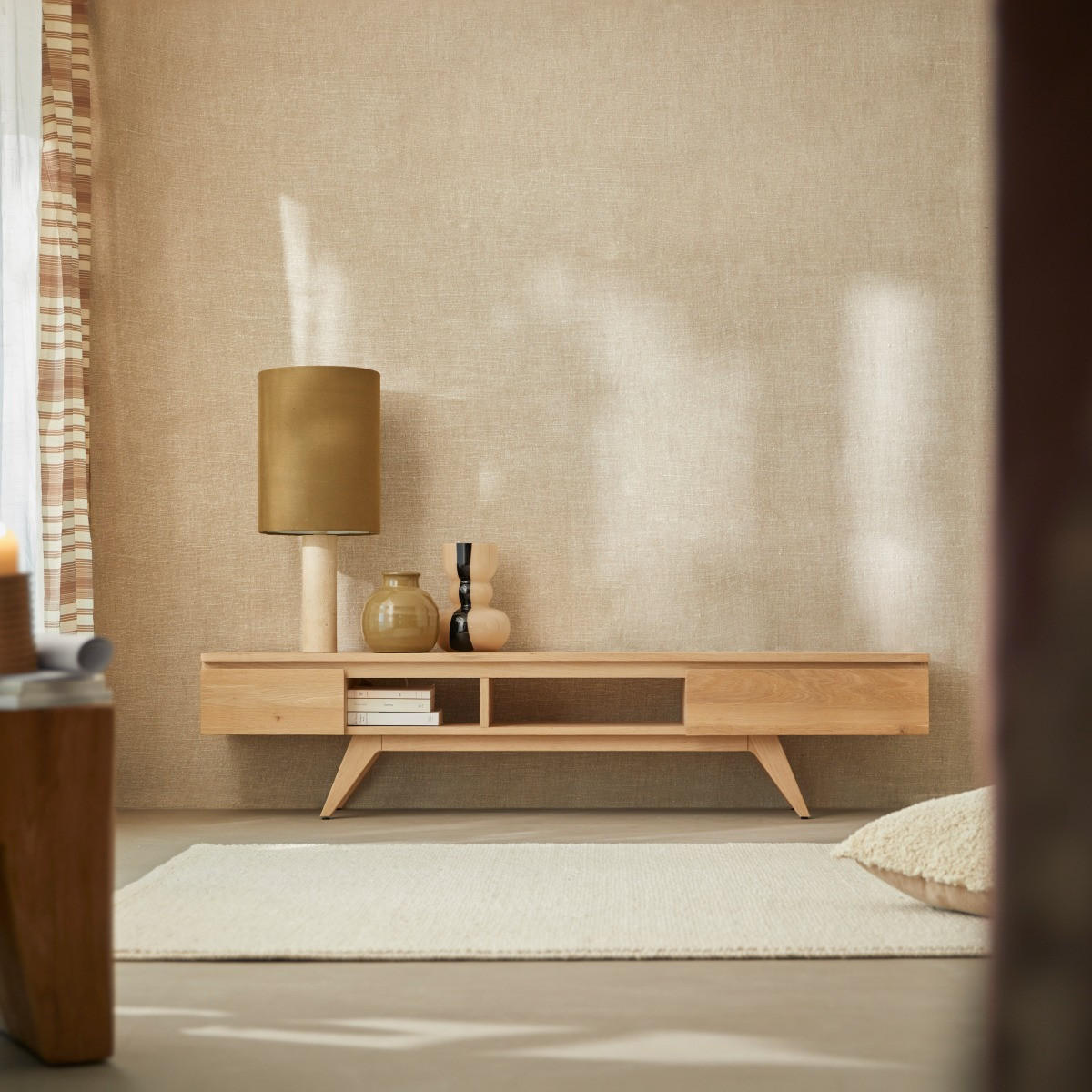 TV-SCHRANK Esmée Natur aus Eiche - Naturfarben, Holz (177/40/35cm) - Tikamoon