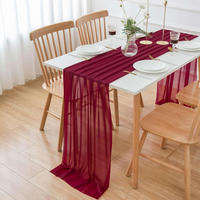 TISCHLÄUFER Chiffon Bordeaux Rot 70 x 300 cm - Bordeaux, Textil (300/70/1.5cm)