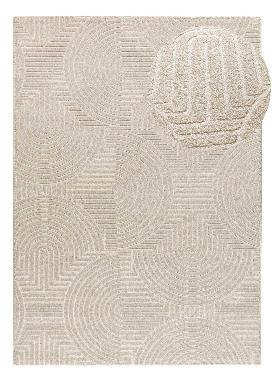 WEBTEPPICH mit geometrischem Muster Weiß Geprägt Zen 133/190 cm - Weiß, Naturmaterialien/Textil (133/190cm) - Atticgo