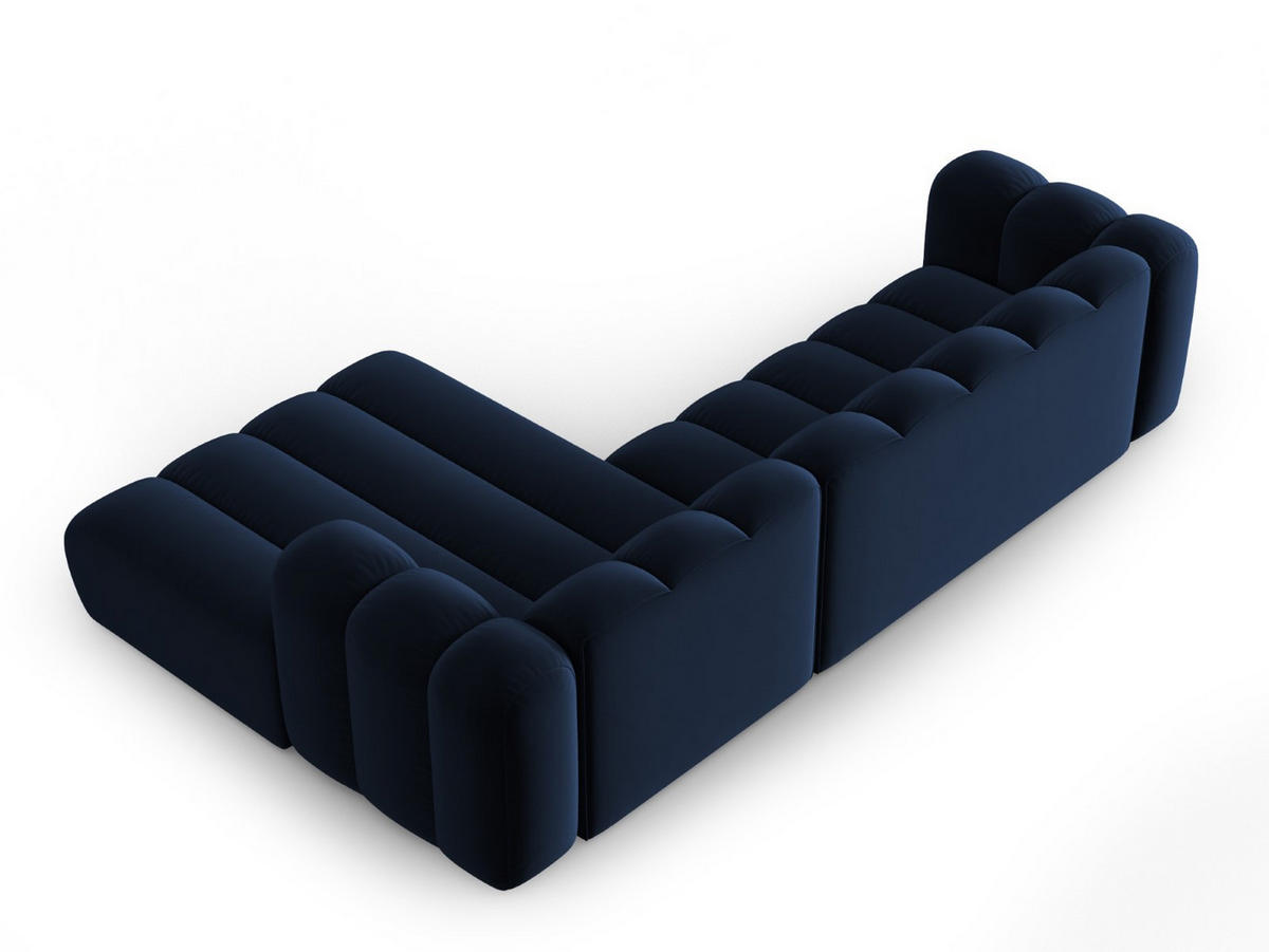 ECKSOFA modular rechts Lupine aus Samt königsblau 4 Sitzplätze - Dunkelblau, Textil (177/290cm) - Micadoni