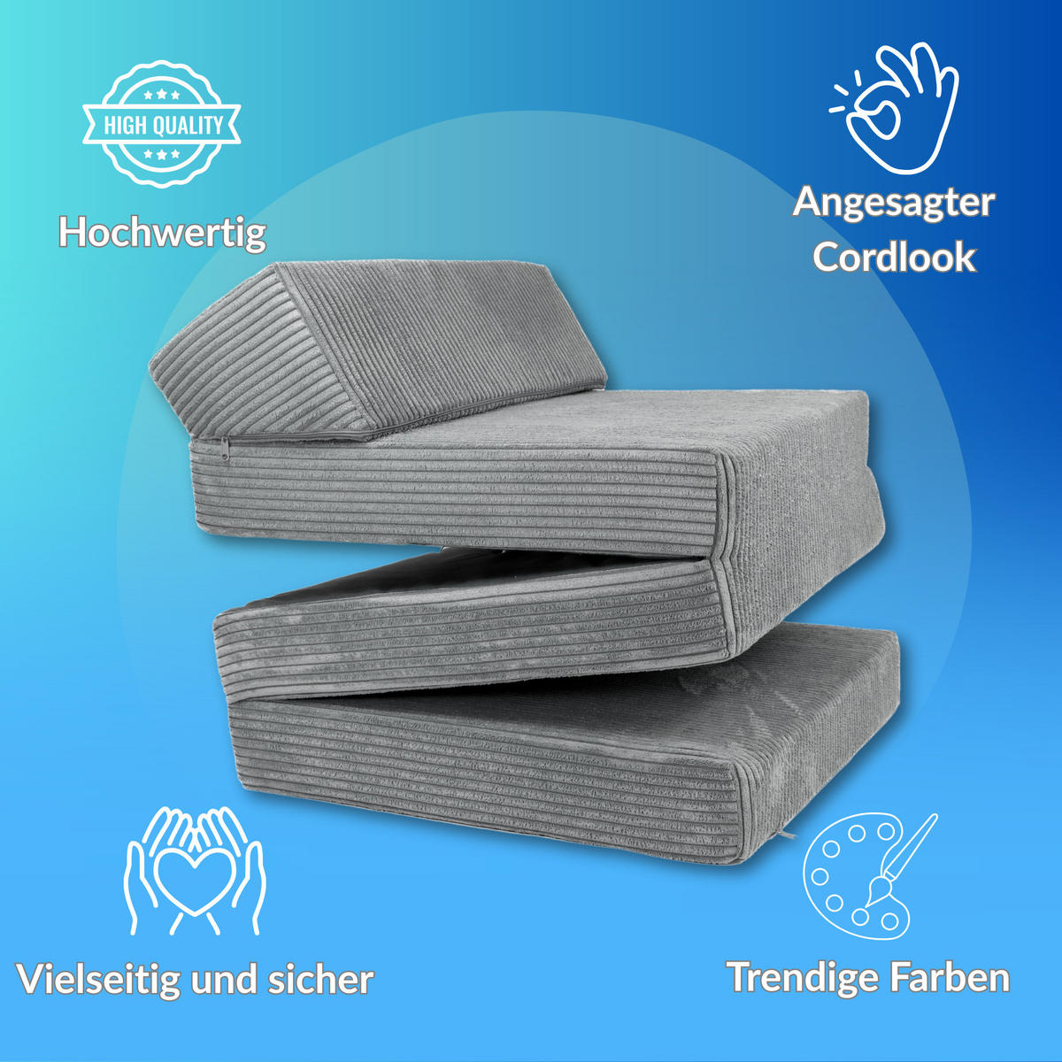 KLAPPMATRATZE MIT KOPFTEIL aus Kuschel-Cord in Braun - Braun, Textil (70/200cm) - Fortisline