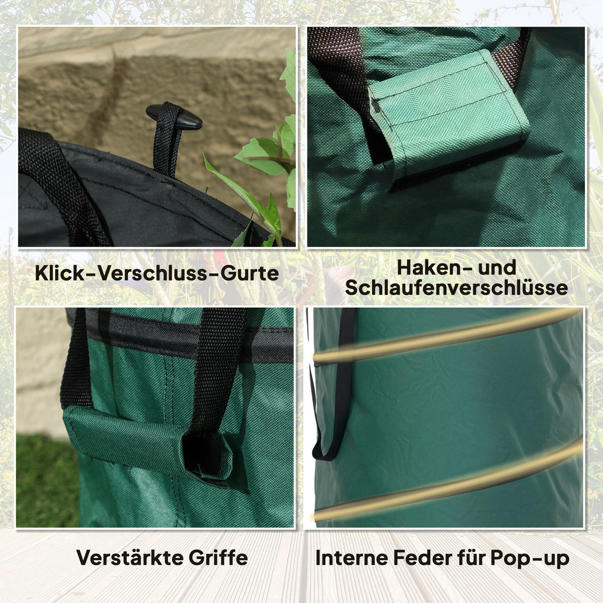 GARTENSACK 2x160L - Grün, Textil (55/65/55cm) - Outsunny