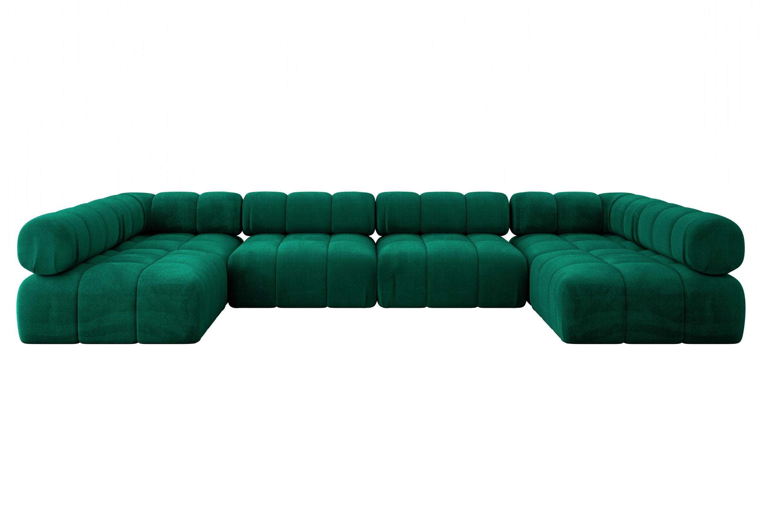WOHNLANDSCHAFT modulares Sofa Garvo-U2 - 380x190x70 cm Dunkelgrün Velours - Dunkelgrün, Holzwerkstoff/Textil (380/70/190cm) - ALTDECOR