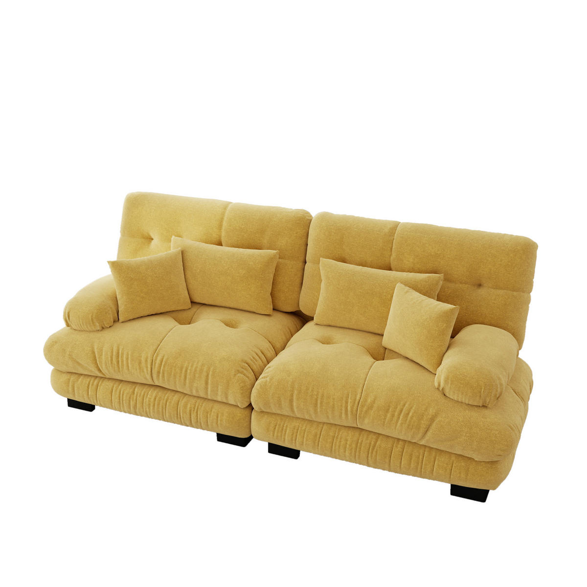 SOFA modular Chenille Yellow mit 4 Kissen - Gelb, Kunststoff (77/81/220cm) - Meubliv