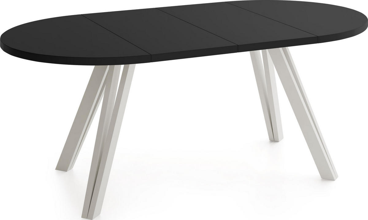 ESSTISCH Ravero runder ausziehbarer, Schwarz 100-180/100/77 cm - Kaschmir/Schwarz, Holz/Holzwerkstoff (100/100/77cm) - WFL GROUP