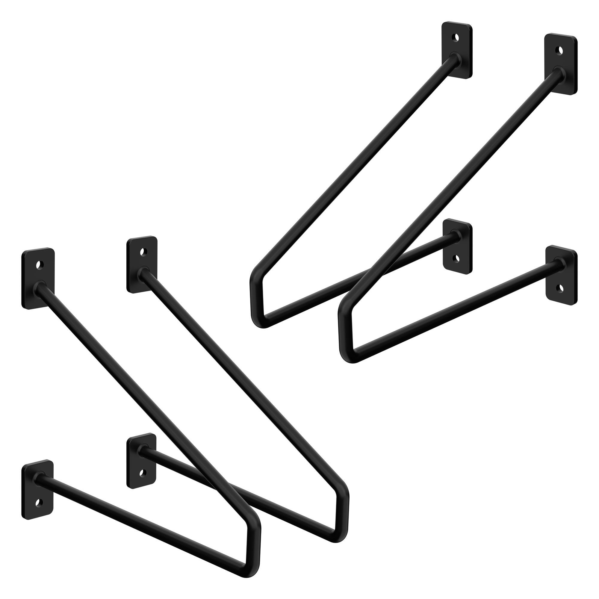 REGALHALTERUNG 2er Set 220mm Schwarz - Schwarz, Metall (18/2.3/22cm) - ML-DESIGN