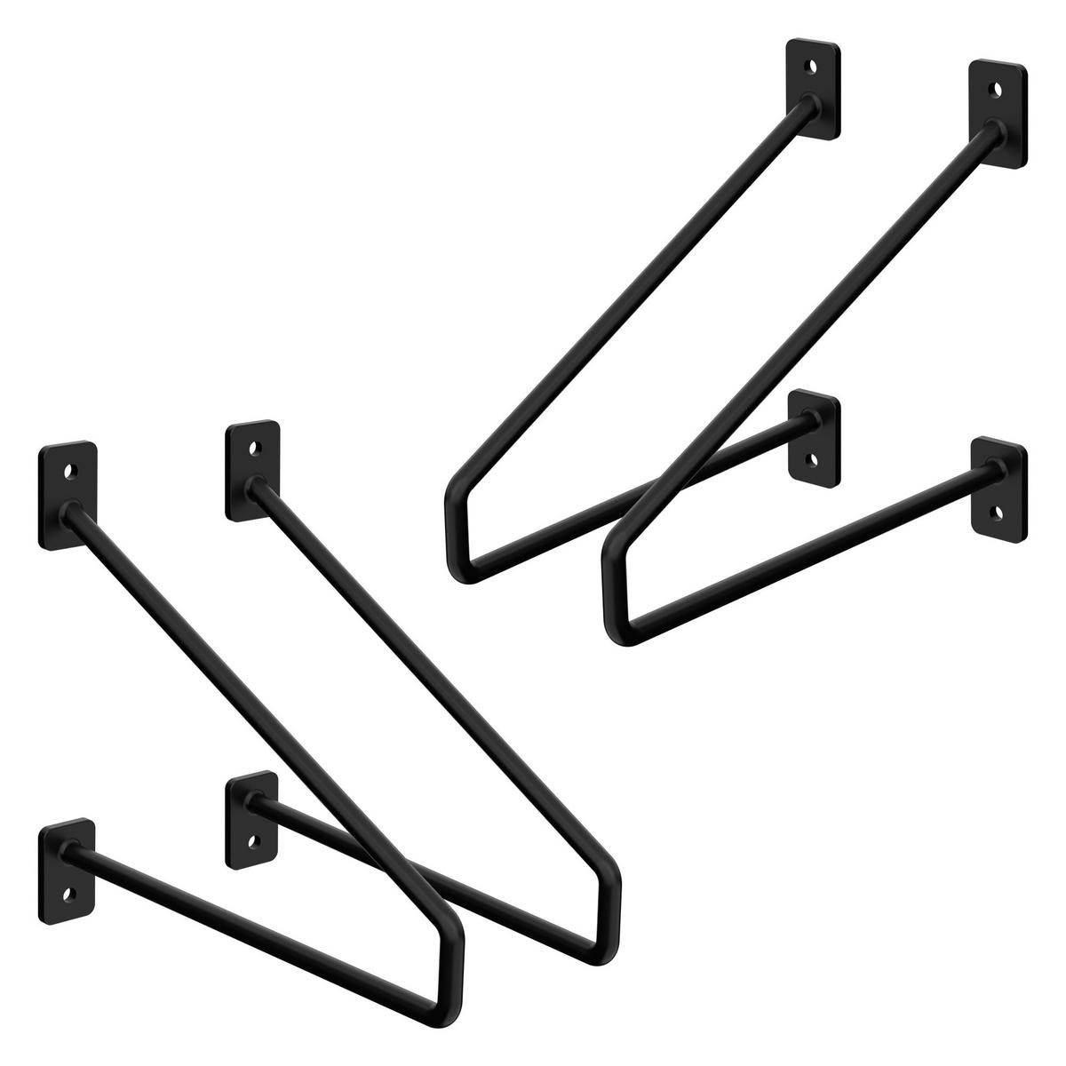 REGALHALTERUNG 2er Set 220mm Schwarz - Schwarz, Metall (18/2.3/22cm) - ML-DESIGN