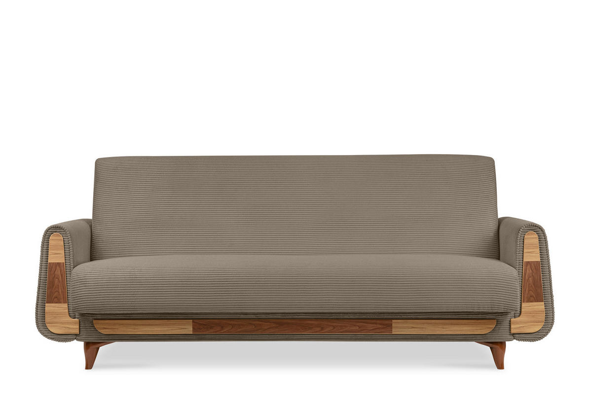 3-SITZER-SCHLAFSOFA GUSTAVO II mit Armlehnen, Beige - Beige, Holz/Holzwerkstoff (230/98/98cm) - KONSIMO®