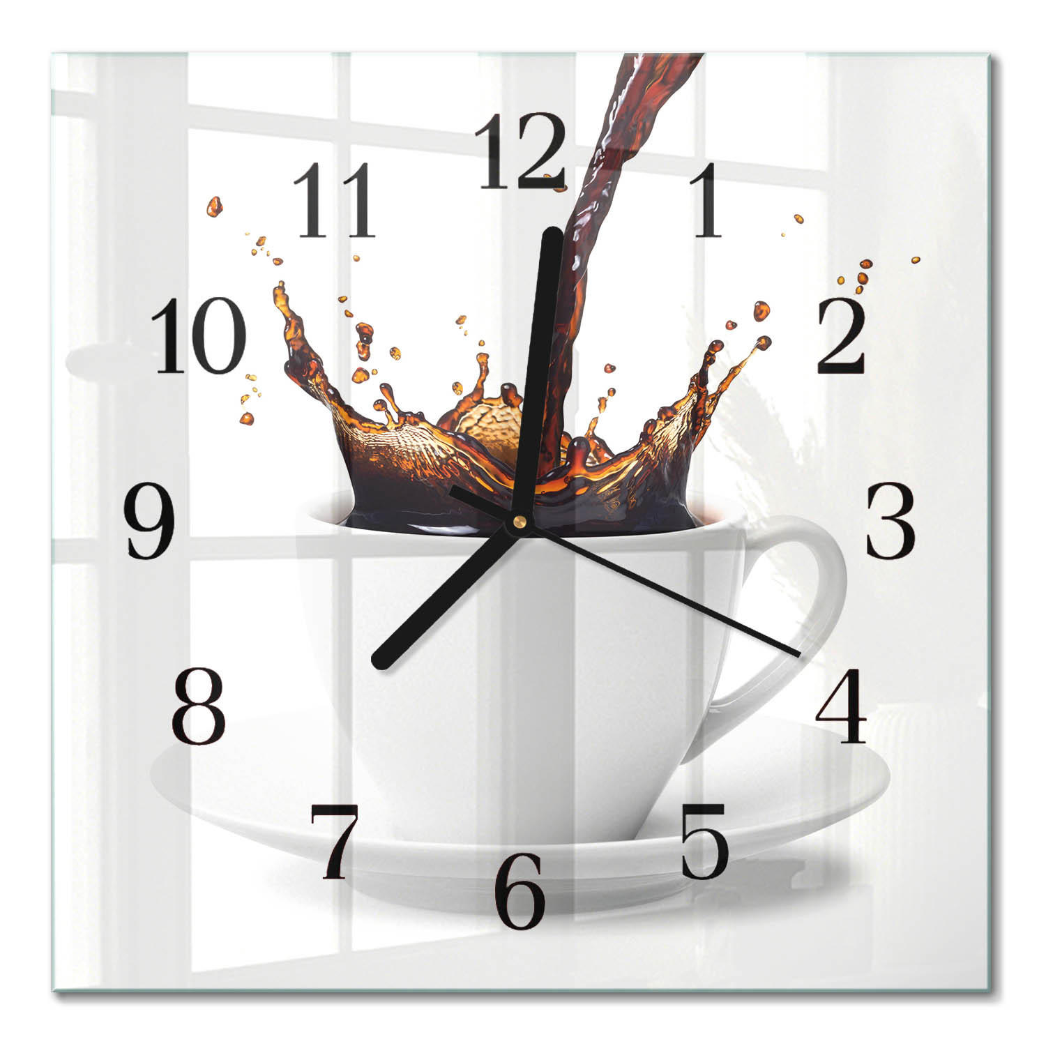 WANDUHR 30x30 cm - Kaffee - Weiß, Glas (30/30/0.4cm) - TULUP