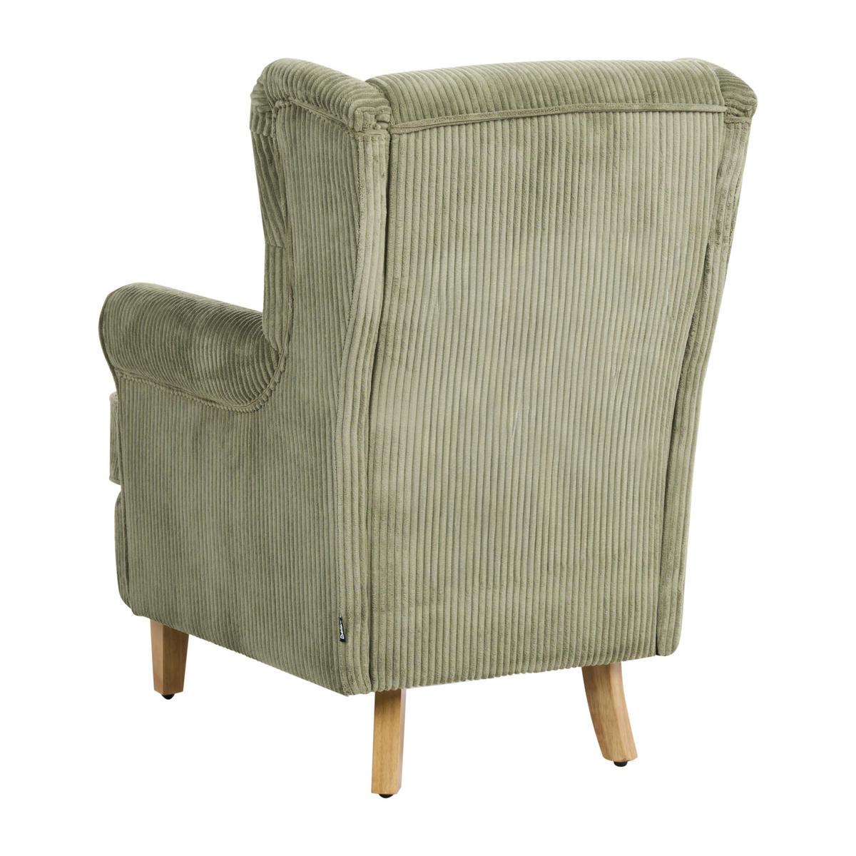 OHRENSESSEL Cord Grün Abson - Braun/Grün, Holz/Textil (77/102/87cm) - Beliani
