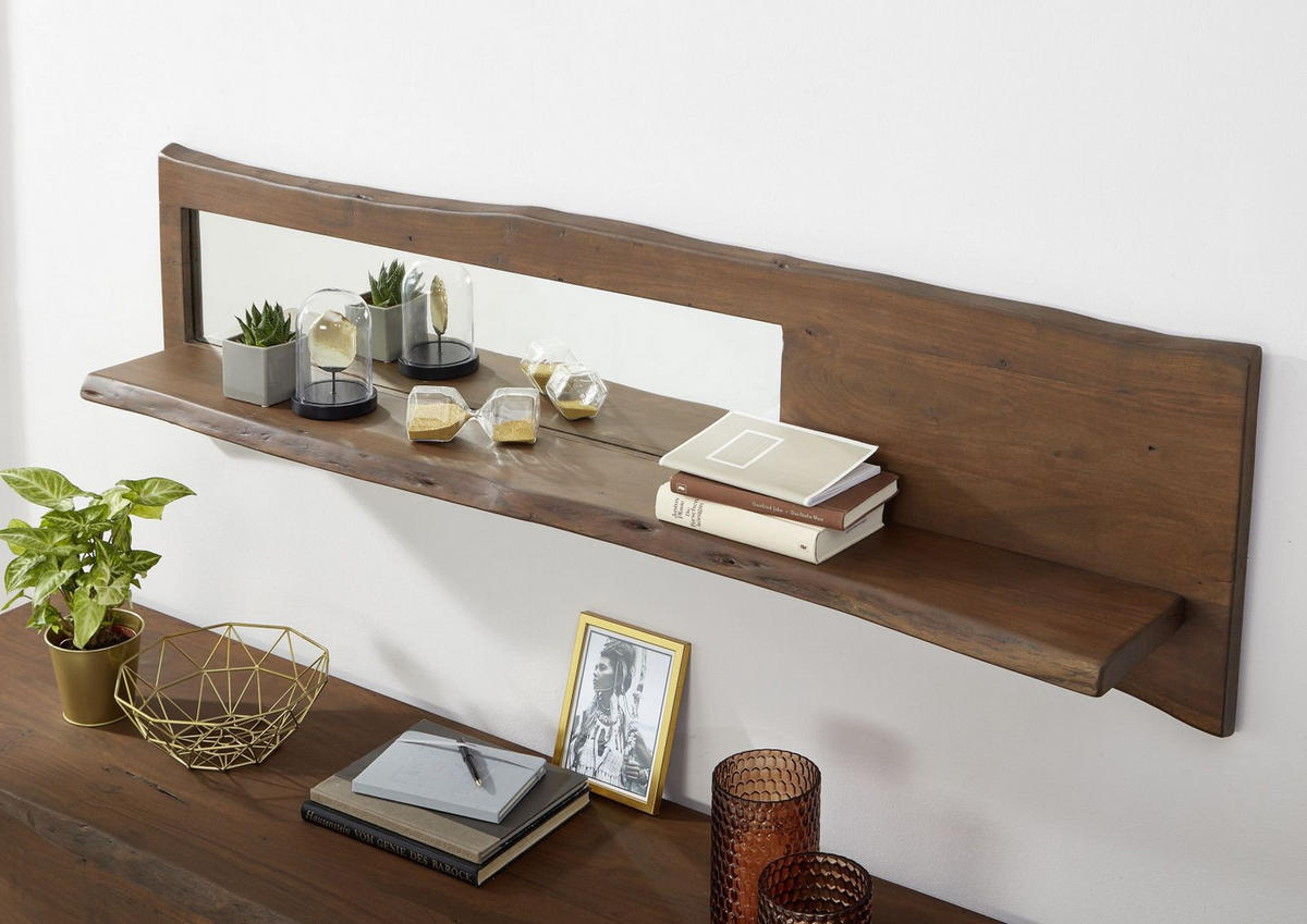 WANDREGAL Akazie 165x22x38 braun lackiert PURE ACACIA #806 - Braun, Holz (165/38/22cm) - Massivmoebel24