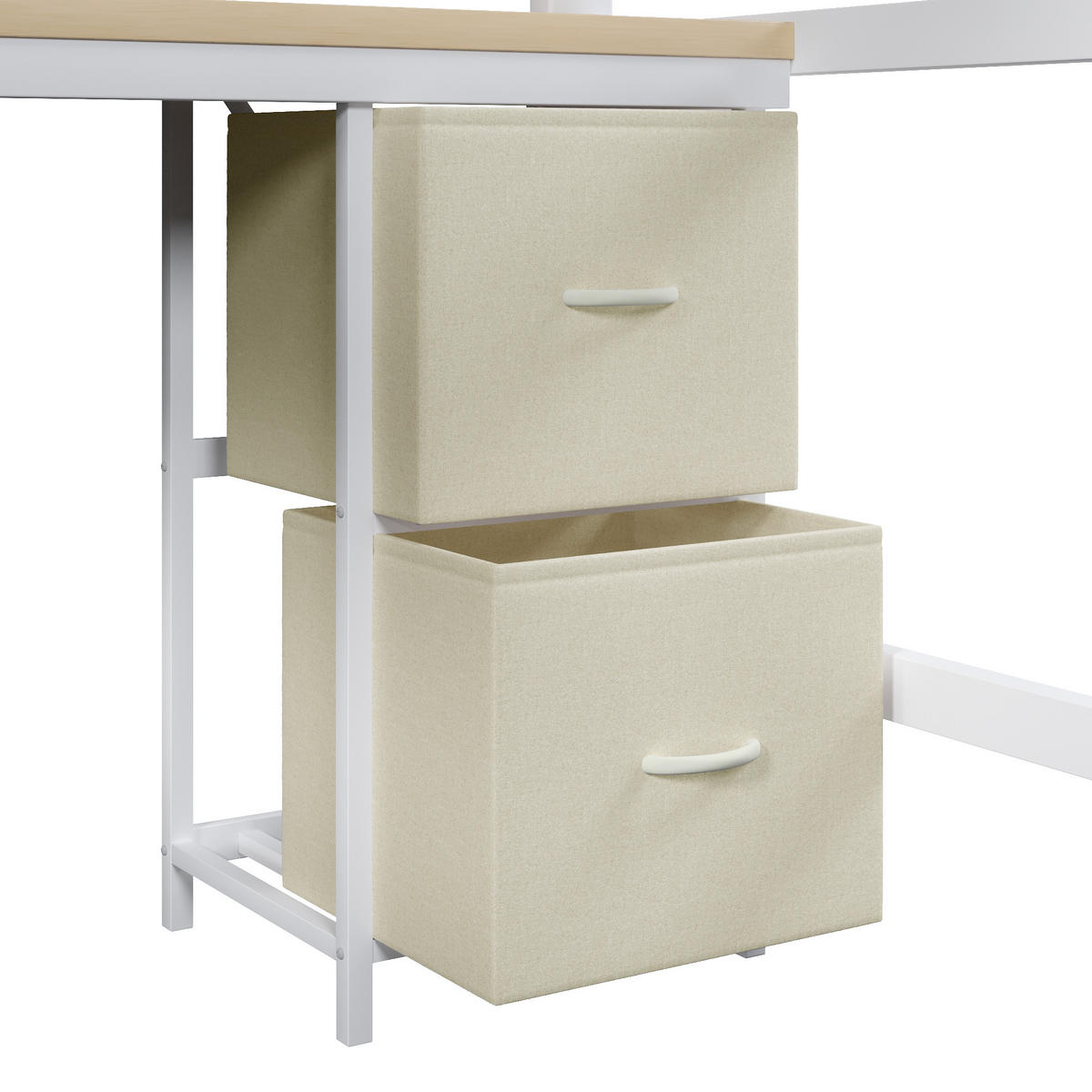 HOCHBETT 140/200 cm DE-03424, mit Bücherregal, Schreibtisch, Schrank und LED, in Weiß - Weiß, Holzwerkstoff/Metall (140/200cm) - ComfortXL