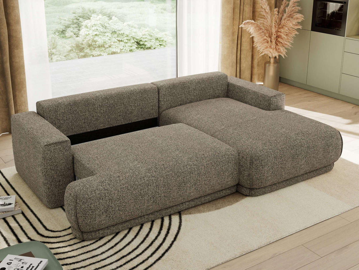 ECKSCHLAFSOFA RINA L Grau Strukture - rechts - Schwarz/Grau, Kunststoff/Textil (170/267cm) - MKS