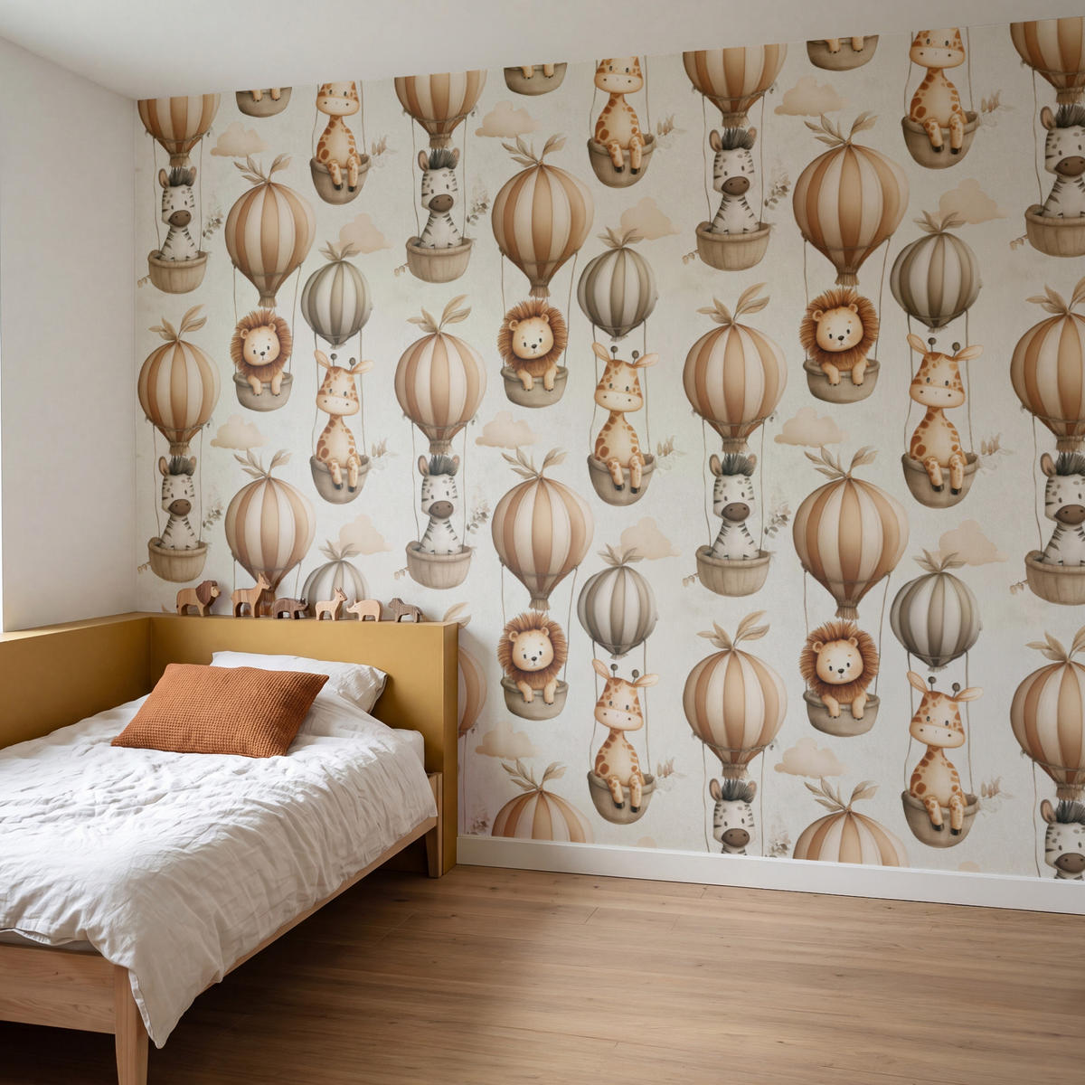 KINDERTAPETE - Safari - Heißluftballons - Taupe - 280x200 cm - Beige, Papier (280/200cm) - OnlyWow