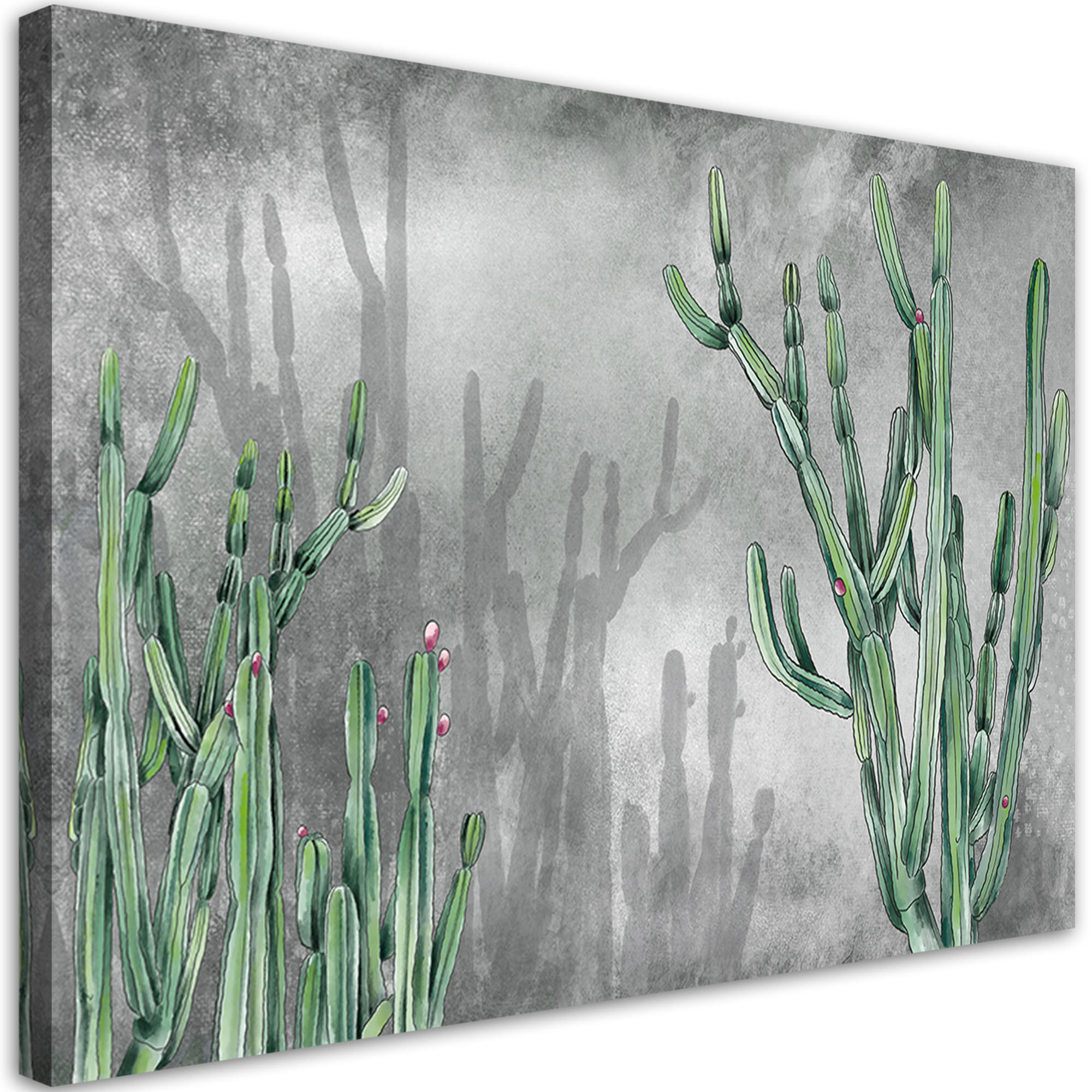 WANDBILD großer wüstenkaktus - Silberfarben, Textil (60/40cm) - Feeby