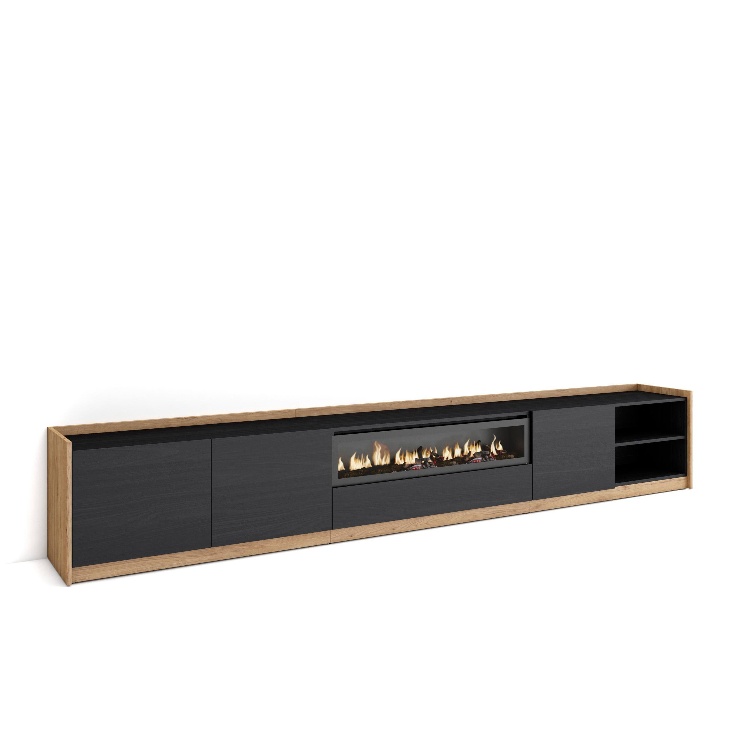 Skraut Home Lowboard, Schwarz 310x50x37 cm