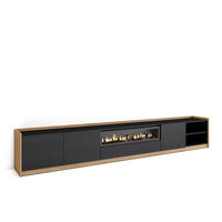 TV-SCHRANK, Lowboard, Schwarz Eiche, Elektrokamin, 310/37/50cm - Schwarz, Holzwerkstoff (310/50/37cm) - Skraut Home