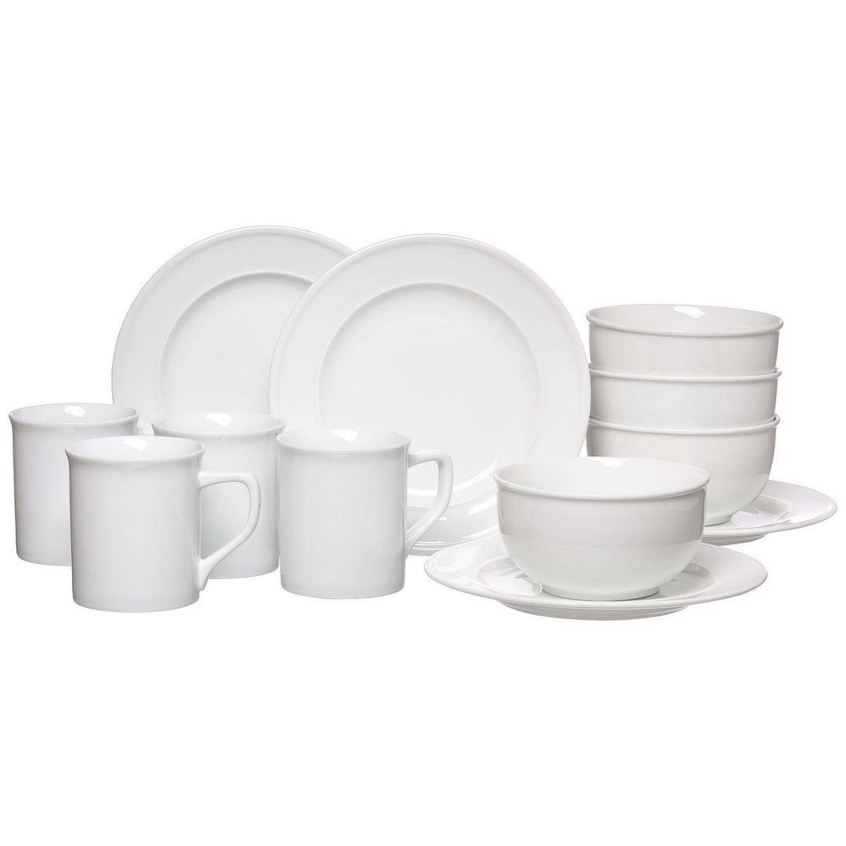 FRÜHSTÜCKSSET Simple weiß 12er Set - Weiß, Keramik (1/1/1cm) - Ritzenhoff Breker