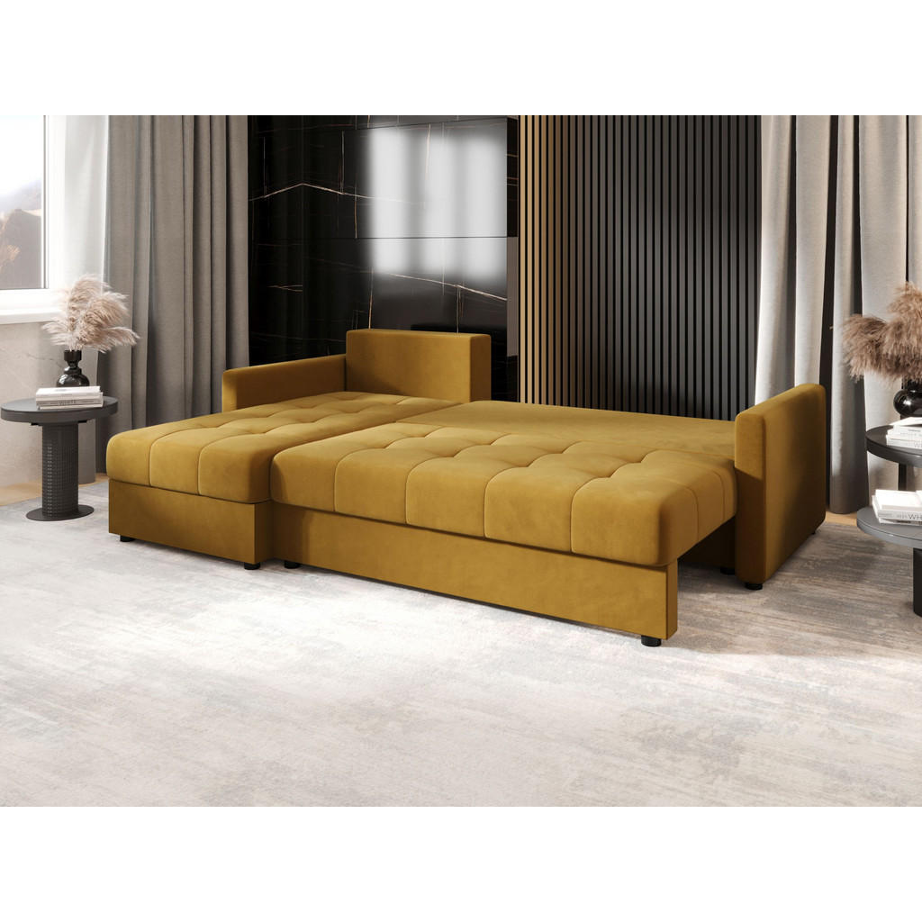 Thumbnail - Bedante Ecksofa, Currygelb, Textil, 220x143 cm, Wohnzimmer, Sofas & Couches, Wohnlandschaften, Ecksofas