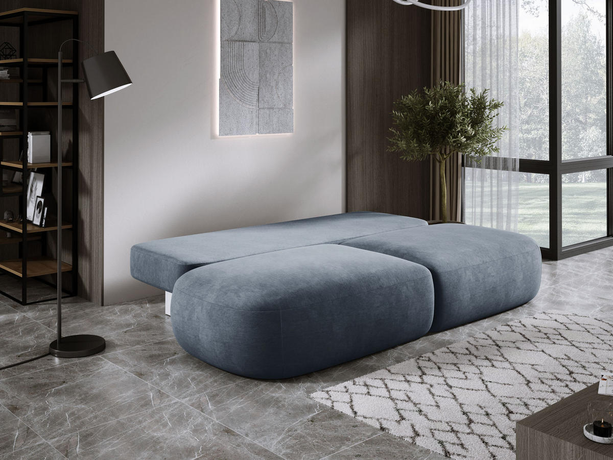 SCHLAFSOFA Moderne BABU mit Schlaffunktion – 3-Sitzer Sofa mit Bettkasten, DL-Automat, 2 Rückenkissen, 2 Zierkissen, 240x90x90 cm, Dunkelgrau - Dunkelgrau, Holz/Textil (240/90/90cm) - DomoHome