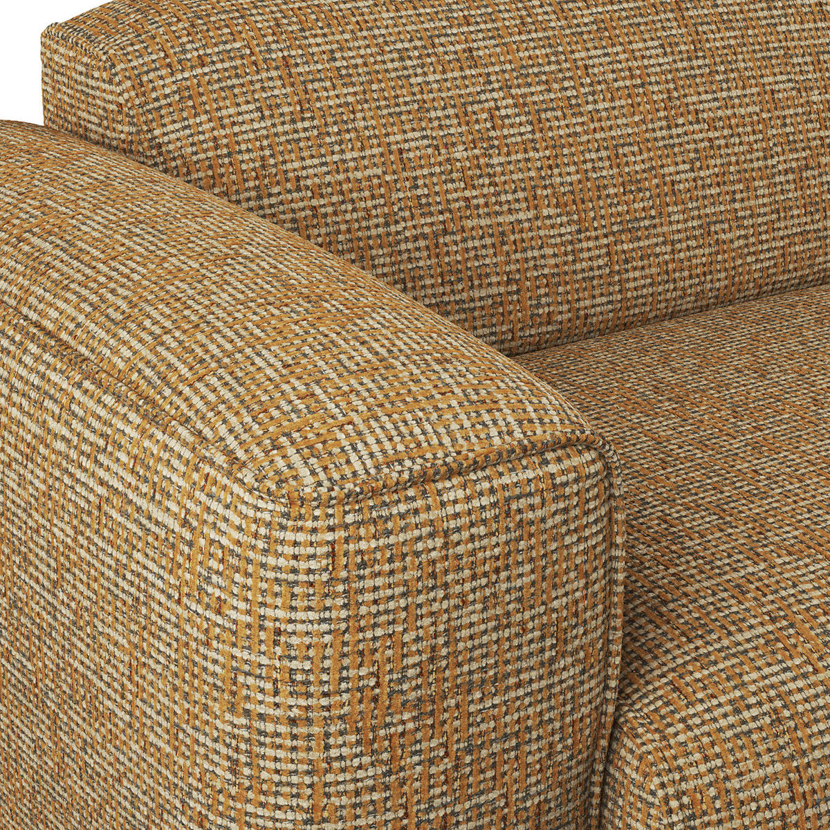 ECKSOFA mit Rundecke - Schwarz/Honig, Kunststoff/Textil (325/260cm) - home24