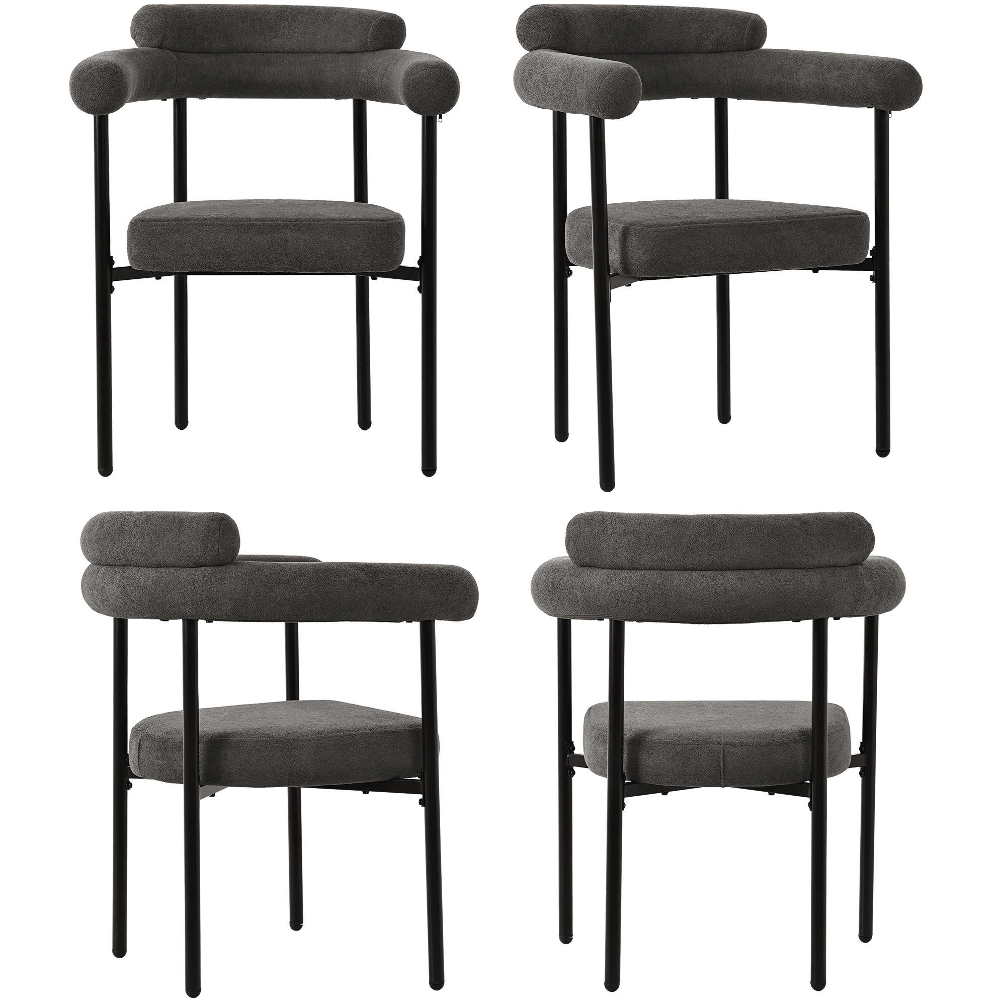 SESSEL ergonomisch ca. 70 x 62 x 84 cm Dunkelgrau Eisen 4er-Set - Dunkelgrau, Metall (62/84/70.2cm) - Meubliv