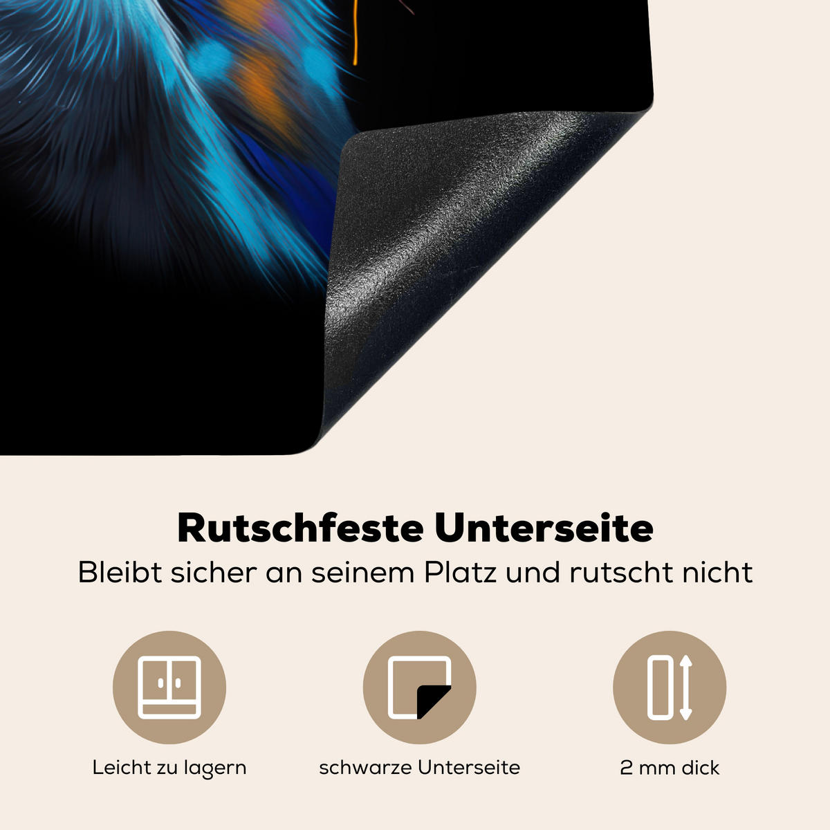 HERDABDECKPLATTE Katze - Graffiti - Bunt - Waffel - Essen Induktionsmatte 78x78 cm - Multicolor, Kunststoff (78/78/0.2cm) - MuchoWow