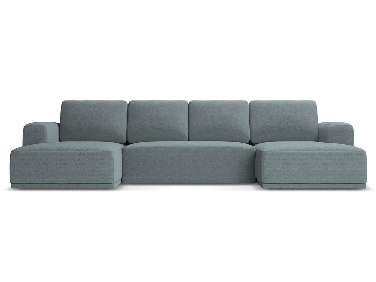 WOHNLANDSCHAFT Chenille Stoff Blau - Blau/Blaugrau, Kunststoff/Textil (333/91/160cm) - Makamii