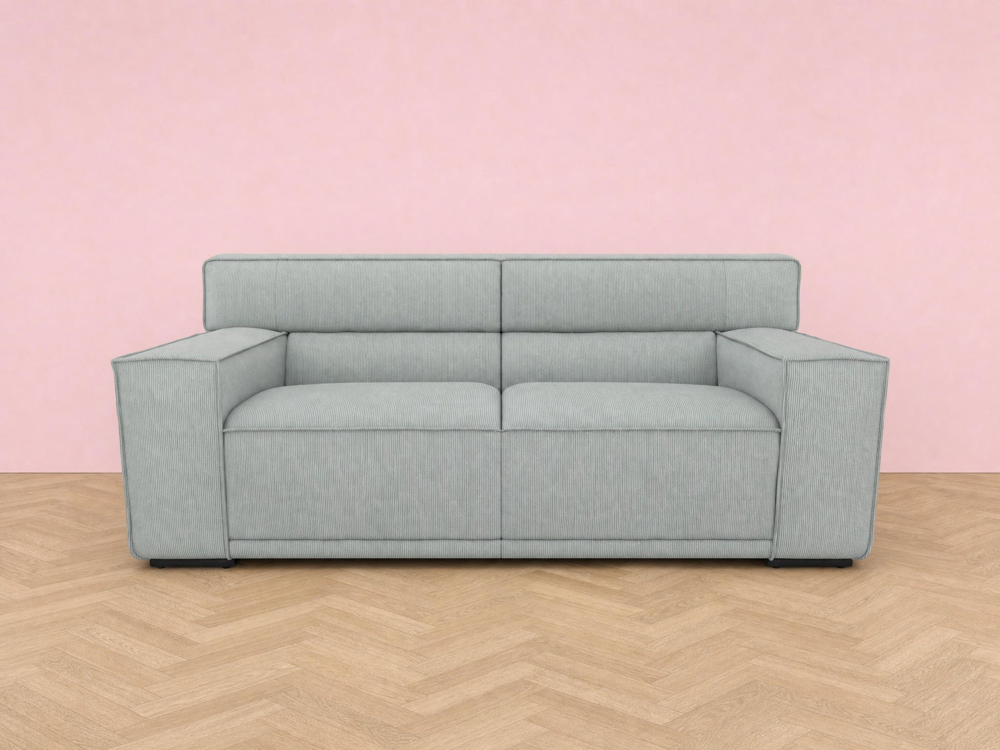 2,5-SITZER Umea Cord Grau 194/106/78 cm - Mintgrün, Kunststoff/Textil (194/78/106cm) - foamnova