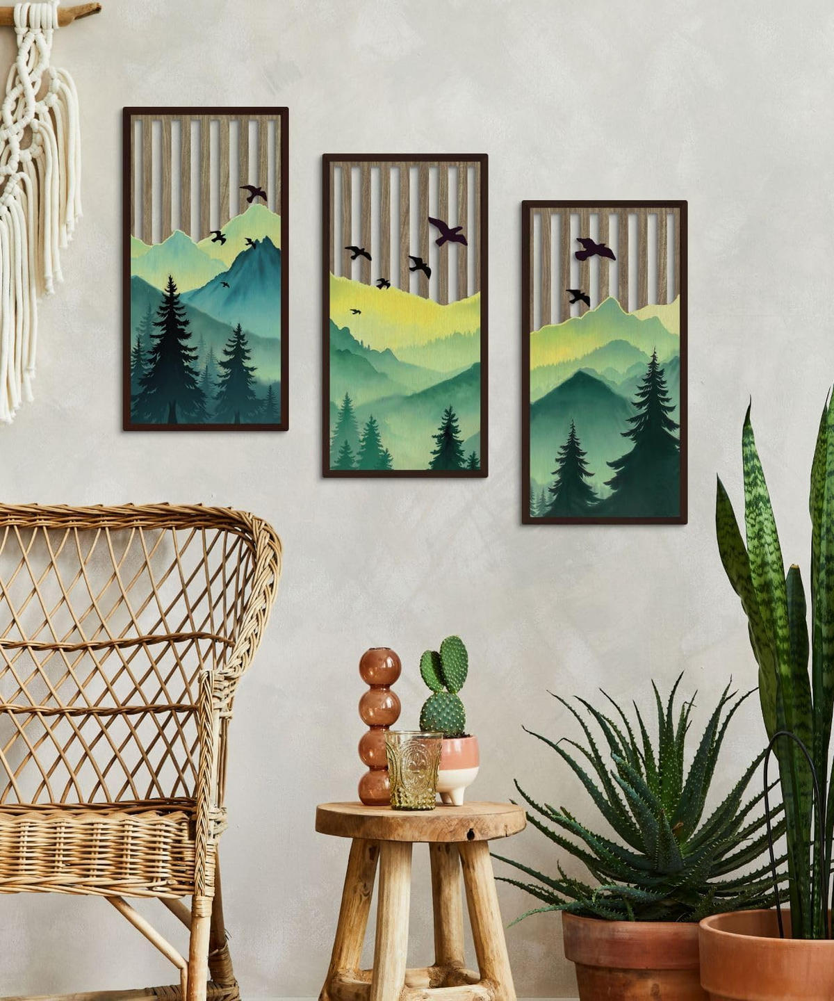 WANDDEKO Braun 41,9x21,8cm Landhausstil 3er Set - Pastellgrün, Holzwerkstoff (40/1cm) - Weltevree