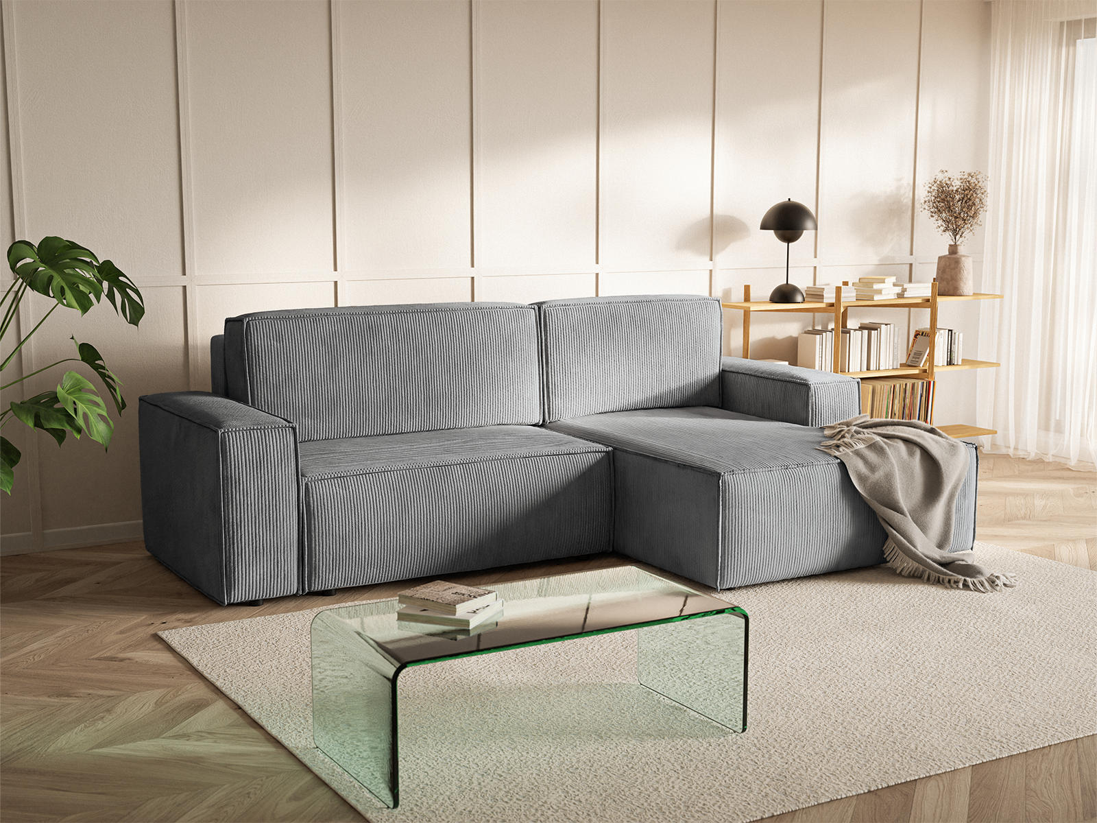 ECKSOFA Kokko mit Schlaffunktion, Grau - Grau, Textil (267/167cm) - Fedve