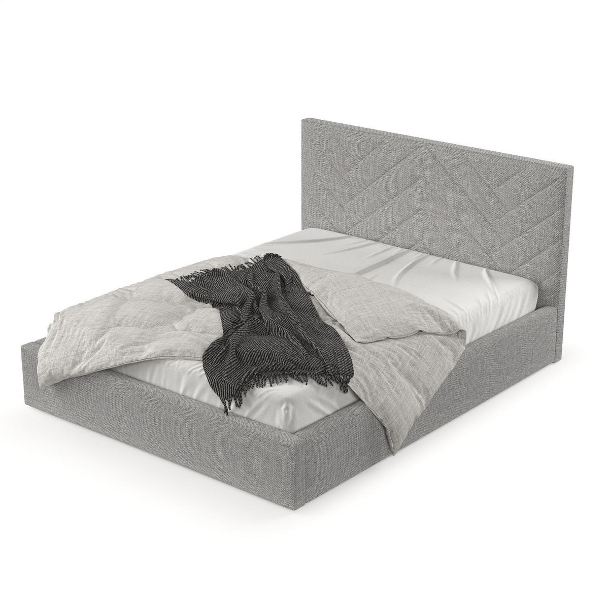 POLSTERBETT Arco 160/200 cm Hellgrau im Inari Stoff - Hellgrau/Schwarz, Holz/Holzwerkstoff (160/200cm) - AltaBeds