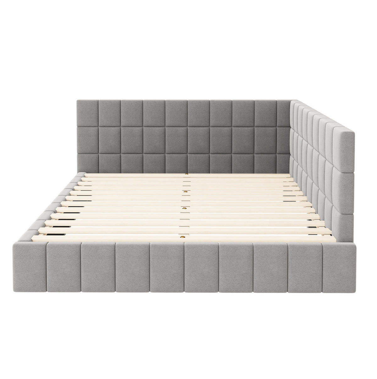 POLSTERBETT 160/200 cm grau aus Stoff mit Lattenrost - Grau, Textil (160/200cm) - OKWISH