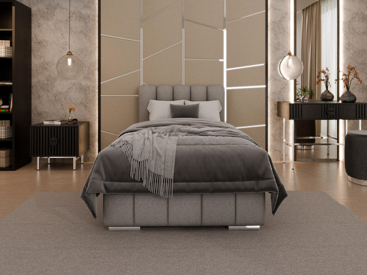 POLSTERBETT Zaira 90x200cm – Elegantes Polsterbett für modernen Wohnstil , ohne matratze, hellgrau - Hellgrau, Holz - Panda Möbel
