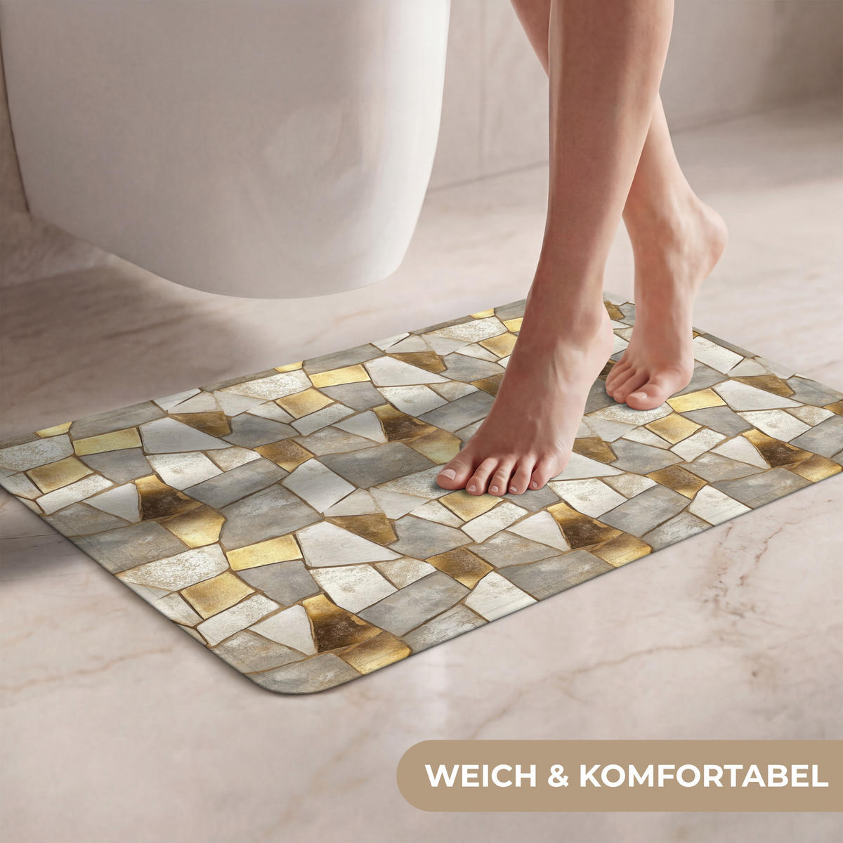 WC PŘEDLOŽKA Mozaika - Mramor - Zlato 60x40 cm - šampaňská, textil/plast (60/1cm) - OnlyWow