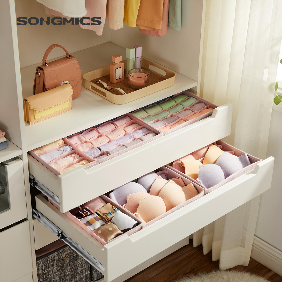 AUFBEWAHRUNGSBOX Tod (8er Set) - Hellrosa, Kunststoff (32/10/32cm) - SONGMICS