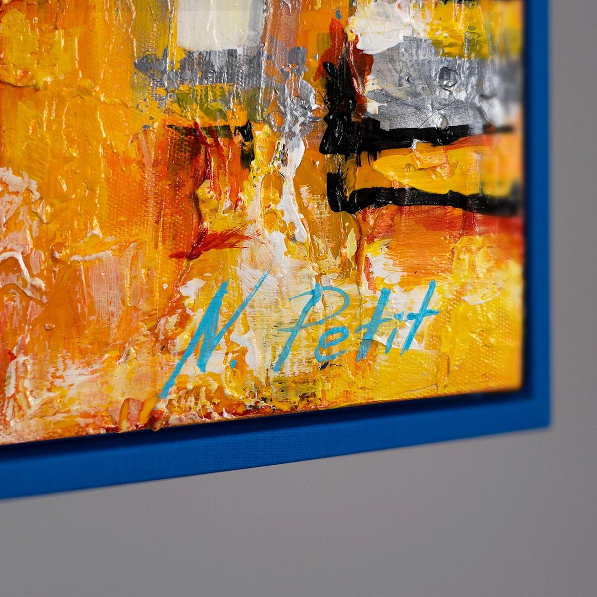 GEMÄLDE Kleinstadt Schattenfugenrahmen Blau 150x50 cm - Blau, Holz (150/50cm) - YS-art gallery